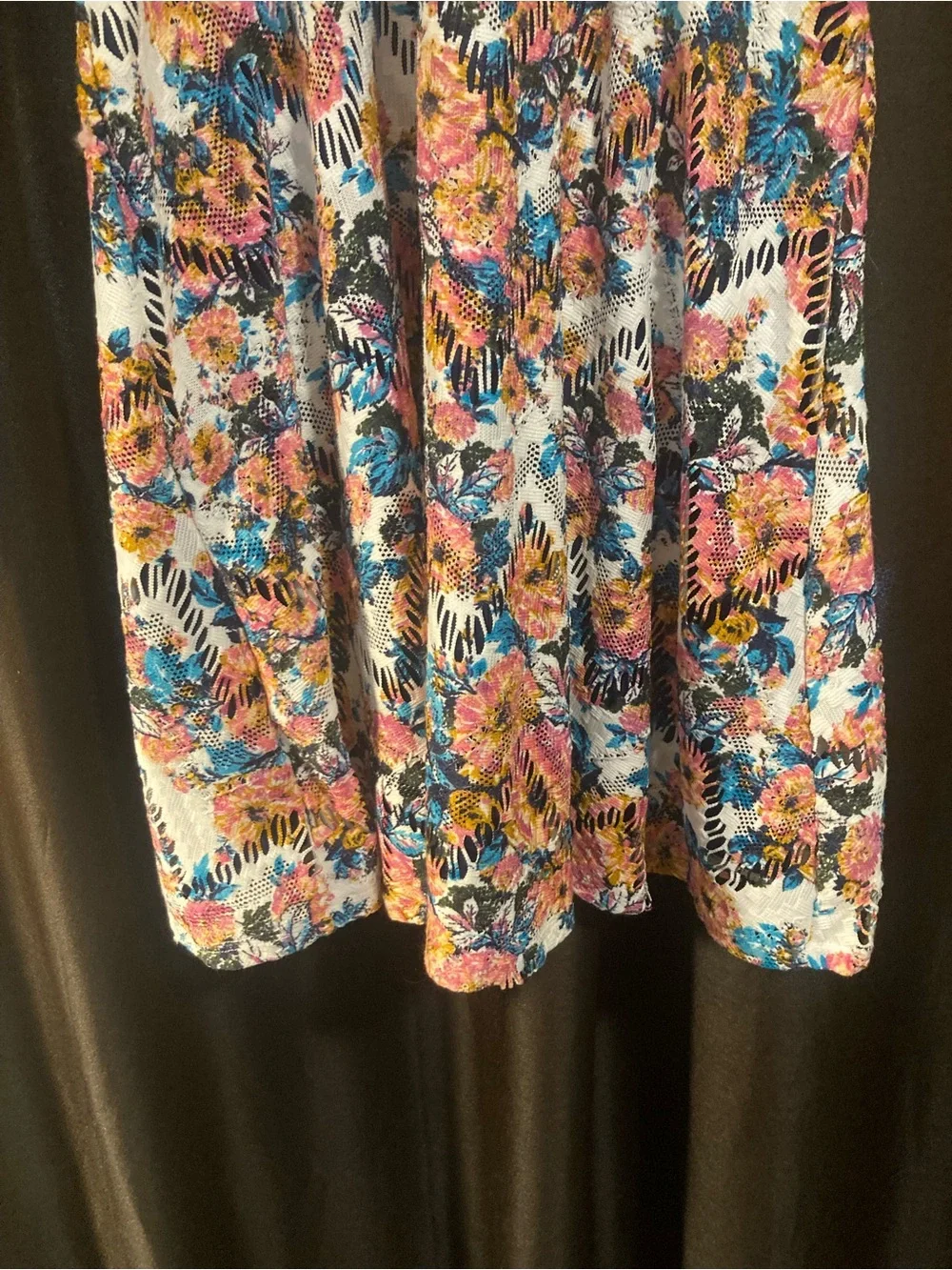 love, Fire Navy Girls Dress with Floral Trim
